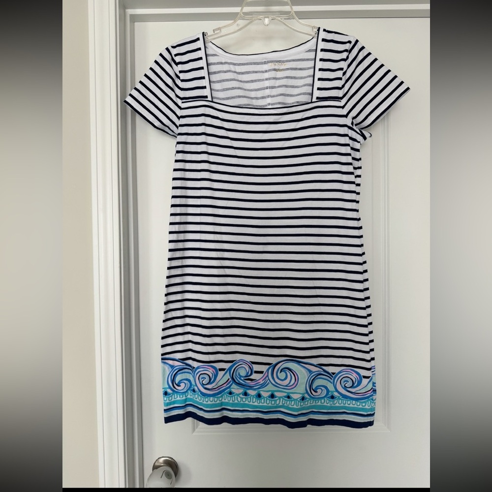 Lilly Pulitzer Square Neck Wave Tee Dress Large